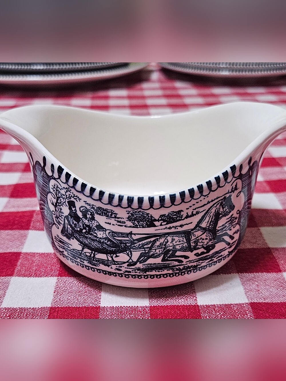 Vintage Currier & Ives Gravy Boat